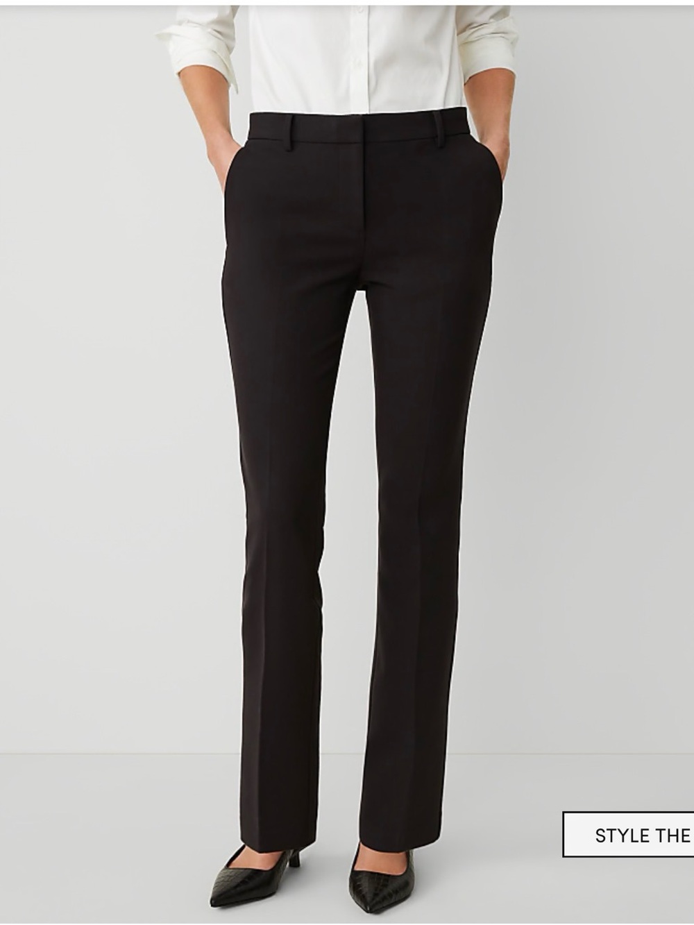 Ann Taylor Sophia Black Straight-Leg Dress Trousers